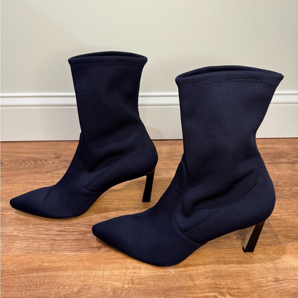 Stuart Weitzman Blue Sock Booties | Size 10 | Sleek Stretch Fit - Picture 4 of 5